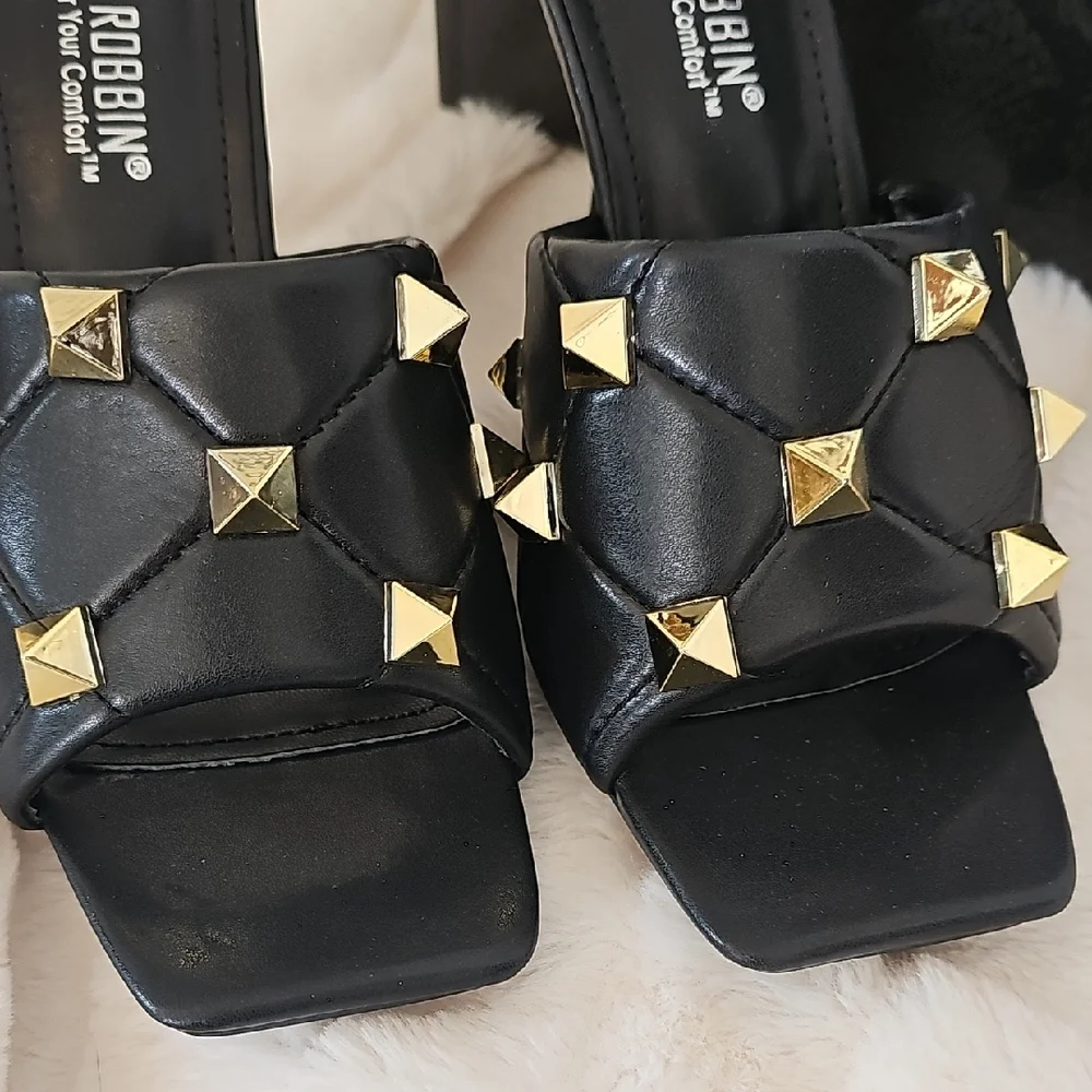 Cape Robbin Black Heels with Gold Accents